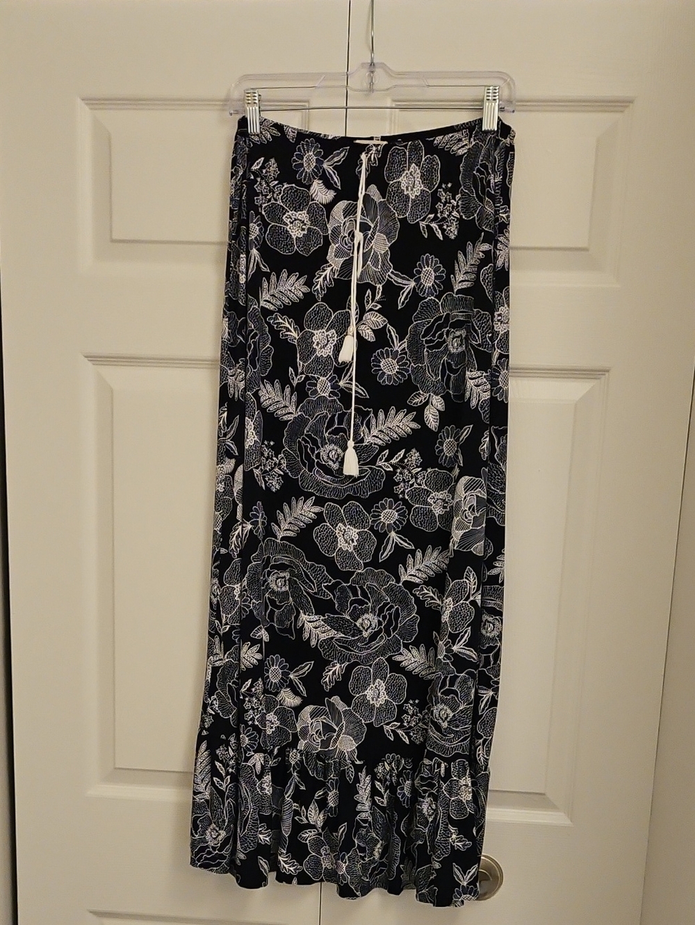 Navy Blue and White Maxi Skirt